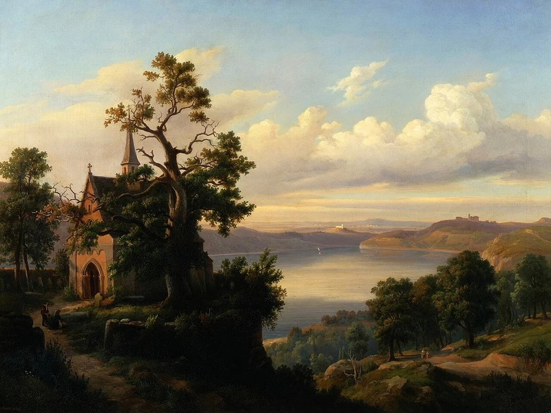 1802-Chrystian Breslauer - Paesaggio con lago